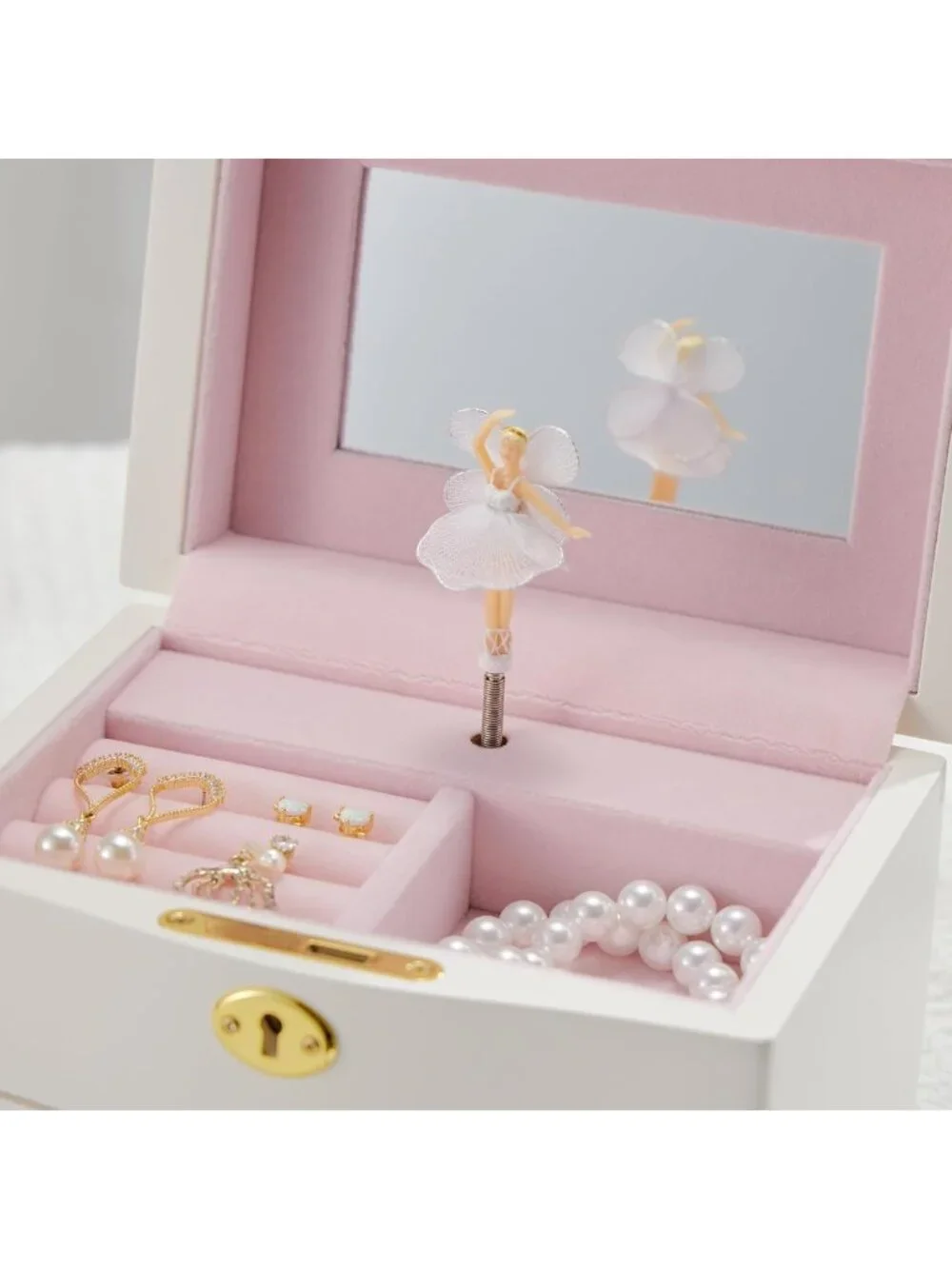 Charming Ballerina Musical Jewelry Box with Mirror - Girls' Music Storage Chest